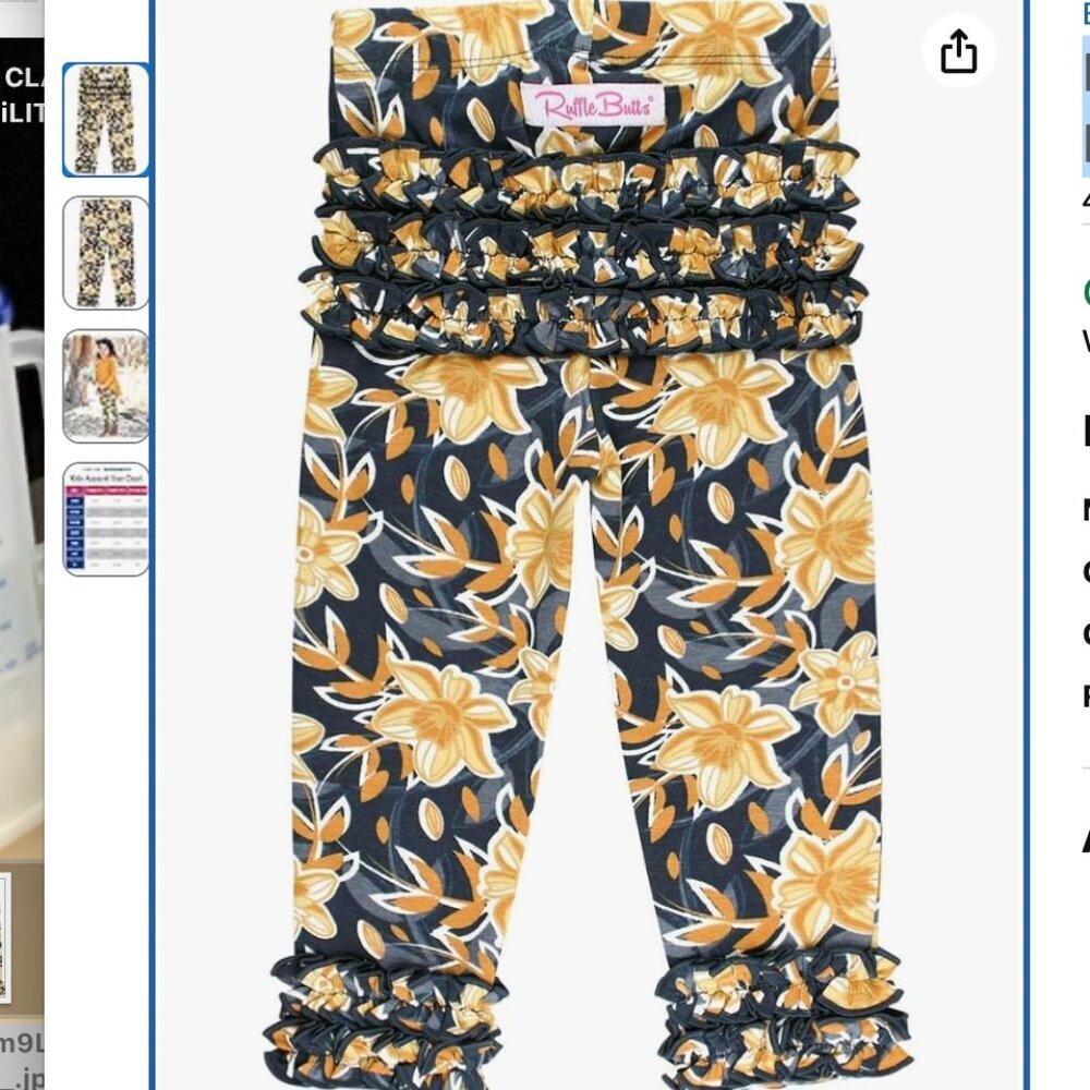 RuffleButts Soft Knit Leggings with Ruffles Ankle Length for Toddlers 2T/3T